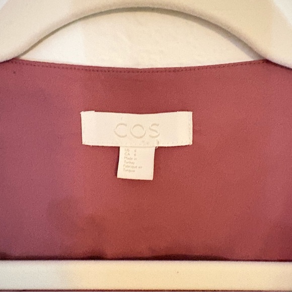 COS Cotton Poplin Deep V Neck Sleeveless Pockets Pullover Midi Dress Mauve 6 - Picture 3 of 4